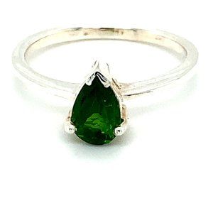 Chrome Diopside .50ct Platinum Solid Silver Ring